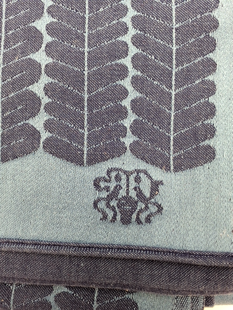 Blå Damask dug samt 3 stofservietter, Georg Jensen